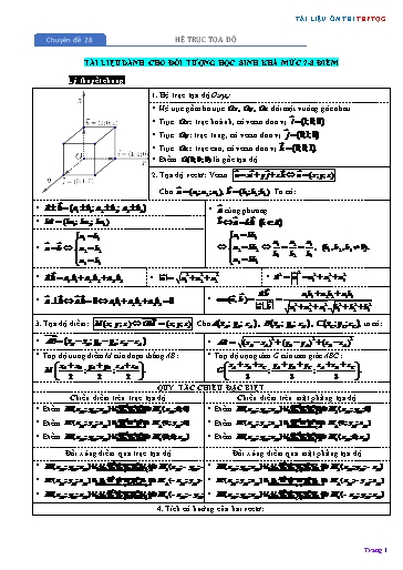 Chuyên đề Ôn thi THPTQG - Chuyên đề 28: Hệ trục tọa độ (Mức 7-8 điểm)