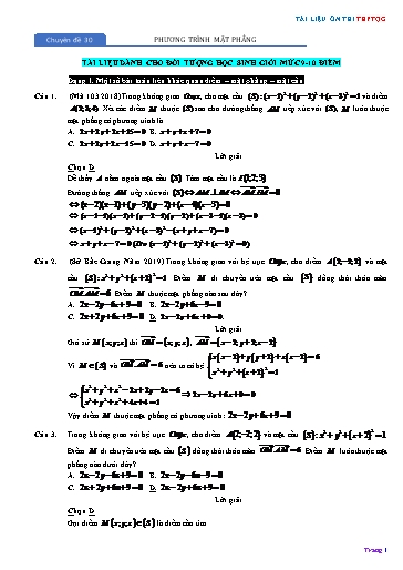 Chuyên đề Ôn thi THPTQG - Chuyên đề 30: Phương trình mặt phẳng (Mức 9-10 điểm)