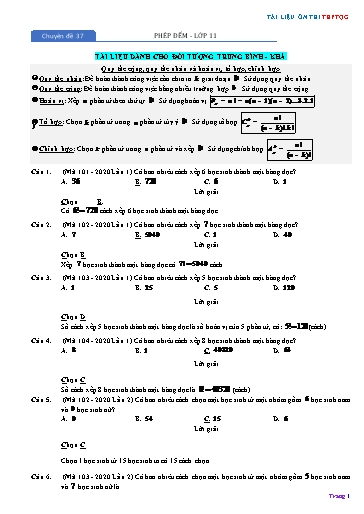 Chuyên đề Ôn thi THPTQG - Chuyên đề 37: Phép đếm