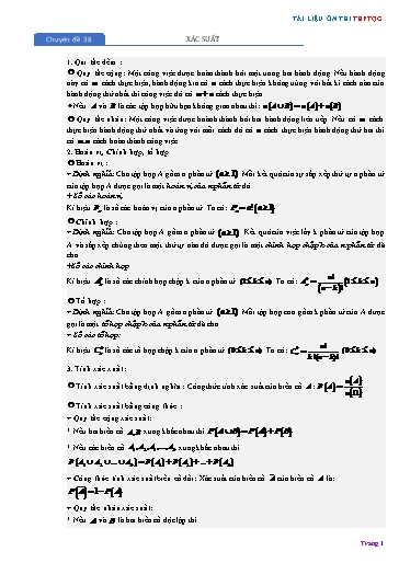 Chuyên đề Ôn thi THPTQG - Chuyên đề 38: Xác suất