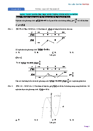 Chuyên đề Ôn thi THPTQG - Chuyên đề 8: Tương giao đồ thị hàm số (Mức 5-6 điểm)