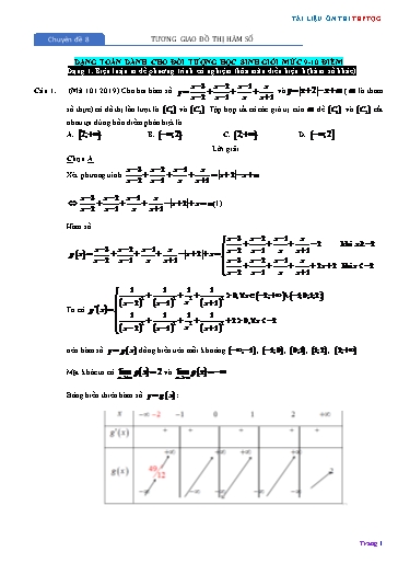 Chuyên đề Ôn thi THPTQG - Chuyên đề 8: Tương giao đồ thị hàm số (Mức 9-10 điểm) - Phần 1
