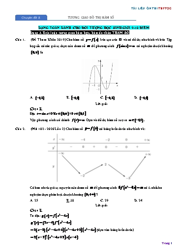 Chuyên đề Ôn thi THPTQG - Chuyên đề 8: Tương giao đồ thị hàm số (Mức 9-10 điểm) - Phần 2