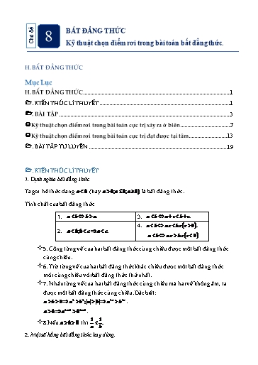 Chuyên đề Ôn thi vào 10 - Chủ đề: Bất đẳng thức kỹ thuật chọn điểm rơi trong bài toán bất đẳng thức
