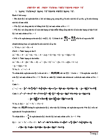 Chuyên đề Phân tích đa thức thành nhân tử - Bồi dưỡng HSG Toán 9