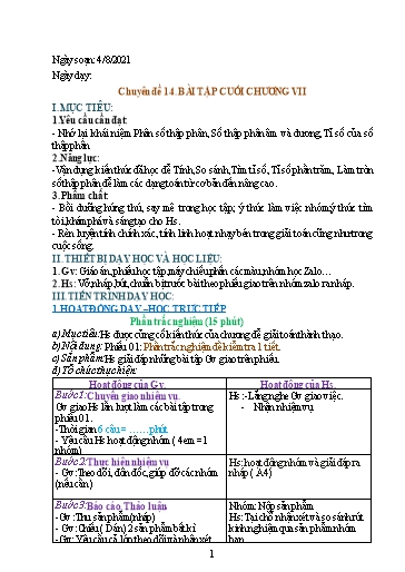 Giáo án Chuyên đề dạy thêm - Chủ đề 14: Ôn tập cuối chương VII - Toán 6 Sách Cánh diều