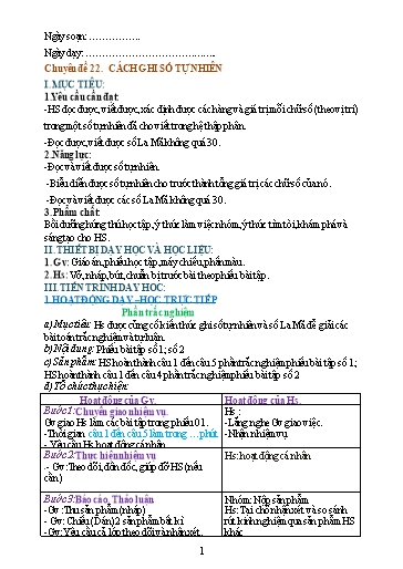 Giáo án Chuyên đề dạy thêm - Chủ đề 22: Cách ghi số tự nhiên - Toán 6 Sách Cánh diều