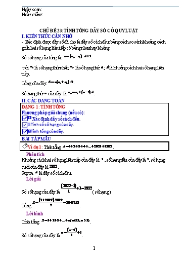 Giáo án Chuyên đề dạy thêm - Chủ đề 23: Tính tổng dãy số có quy luật - Toán 6 Sách Cánh diều