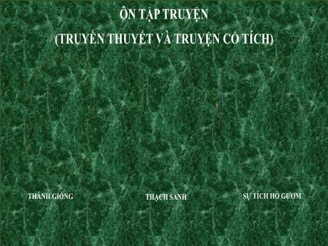 Bài giảng Chuyên đề dạy thêm Ngữ văn 6 (Cánh diều) - Bài 1: Ôn tập truyện (Truyền thuyết và truyện cổ tích) Bài giảng Chuyên đề dạy thêm Ngữ văn 6 (Cánh diều) - Bài 1: Ôn tập truyện (Truyền thuyết và truyện cổ tích)