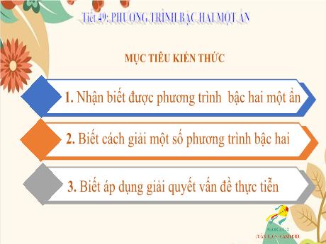 Bài giảng Chuyên đề Phương trình bậc hai một ẩn - Toán học 9
