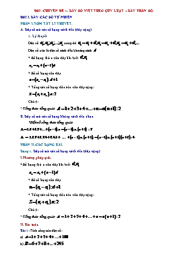 Bộ 19 Chuyên đề Bồi dưỡng HSG Toán 7 - Chuyên đề 1: Dãy số viết theo quy luật, dãy phân số