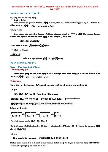 Bộ 19 Chuyên đề Bồi dưỡng HSG Toán 7 - Chuyên đề 11: Đa thức, nghiệm của đa thức, tìm hệ số và xác định đa thức
