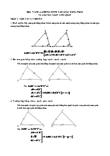 Bộ 19 Chuyên đề Bồi dưỡng HSG Toán 7 - Chuyên đề 13: Chứng minh tam giác bằng nhau và các bài toán liên quan