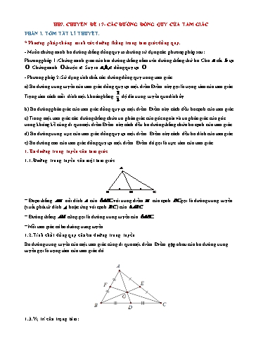 Bộ 19 Chuyên đề Bồi dưỡng HSG Toán 7 - Chuyên đề 17: Các đường đồng quy của tam giác