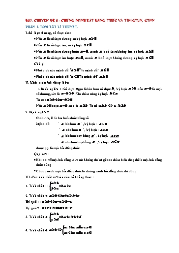 Bộ 19 Chuyên đề Bồi dưỡng HSG Toán 7 - Chuyên đề 5: Chứng minh bất đẳng thức và tìm GTLN, GTNN