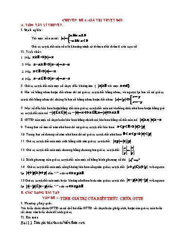 Bộ 19 Chuyên đề Bồi dưỡng HSG Toán 7 - Chuyên đề 6: Giá trị tuyệt đối