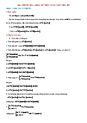 Bộ 19 Chuyên đề Bồi dưỡng HSG Toán 7 - Chuyên đề 8: Đồng dư thức và bài toán chia hết