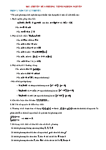 Bộ 19 Chuyên đề Bồi dưỡng HSG Toán 7 - Chuyên đề 9: Phương trình nghiệm nguyên