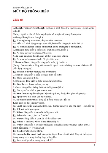 Bộ 24 Chuyên đề Bài tập ôn thi THPT môn tiếng Anh - Chuyên đề 9: Liên từ (Mức độ thông hiểu)