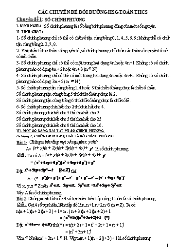 Các Chuyên đề bồi dưỡng học sinh giỏi môn Toán 7 THCS Các Chuyên đề bồi dưỡng học sinh giỏi môn Toán 7 THCS