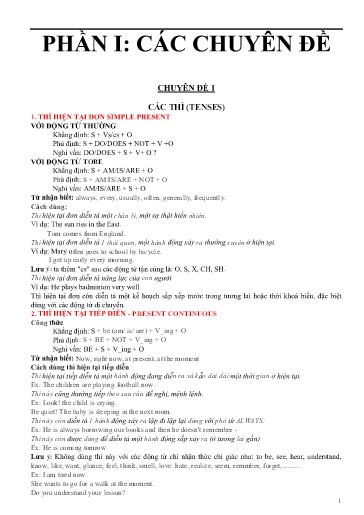 Các Chuyên đề Ngữ pháp Tiếng Anh và bài tập