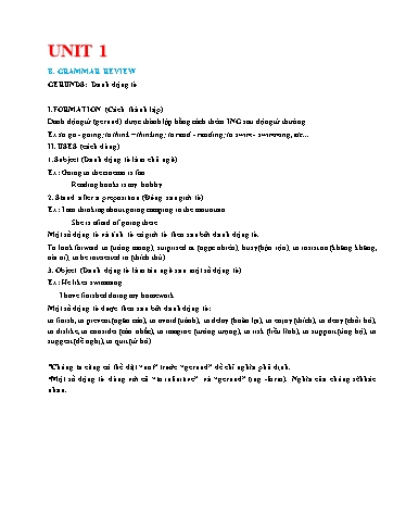 Chuyên đề bài tập tiếng Anh 8 - Chuyên đề 8. Grammar points in each unit Chuyên đề bài tập tiếng Anh 8 - Chuyên đề 8. Grammar points in each unit