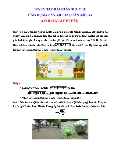 Chuyên đề Bài toán thực tế Ôn thi vào 10 - Chủ đề: Ứng dụng căn bậc hai, căn bậc ba