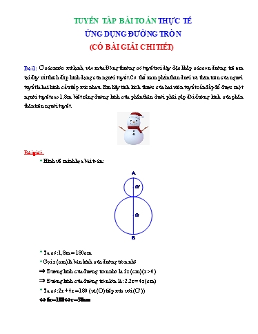 Chuyên đề Bài toán thực tế Ôn thi vào 10 - Chủ đề: Ứng dụng đường tròn