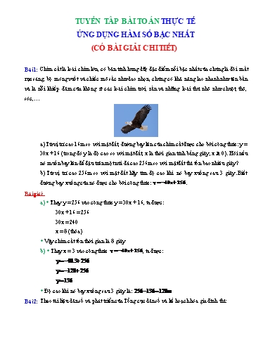 Chuyên đề Bài toán thực tế Ôn thi vào 10 - Chủ đề: Ứng dụng hàm số bậc nhất