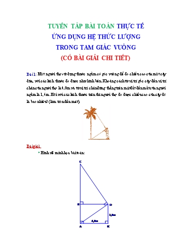 Chuyên đề Bài toán thực tế Ôn thi vào 10 - Chủ đề: Ứng dụng hệ thức lượng trong tam giác vuông