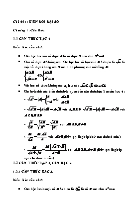 Chuyên đề Biến đổi đại số - Bồi dưỡng HSG Toán 9