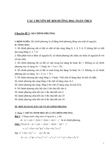 Chuyên đề Bồi dưỡng học sinh giỏi môn Toán Trung học cơ sở