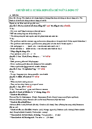 Chuyên đề bồi dưỡng HSG - Chuyên đề 11: Sự hòa hợp giữa chủ ngữ và động từ - Tiếng Anh THPT