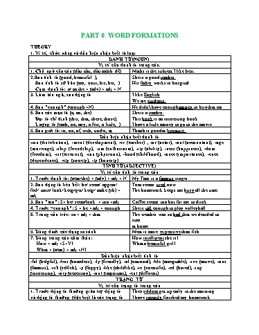 Chuyên đề bồi dưỡng HSG - Chuyên đề 6: Word formations - Tiếng Anh THPT