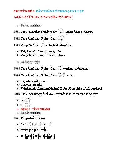 Chuyên đề Bồi dưỡng HSG Toán 6 (KNTT) - Dãy phân số theo quy luật