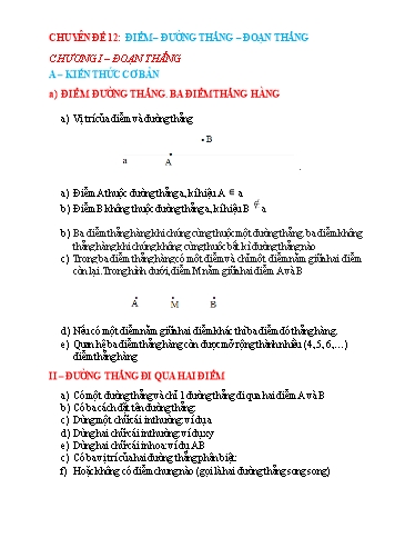 Chuyên đề Bồi dưỡng HSG Toán 6 (KNTT) - Điểm, đường thẳng, đoạn thẳng Chuyên đề Bồi dưỡng HSG Toán 6 (KNTT) - Điểm, đường thẳng, đoạn thẳng