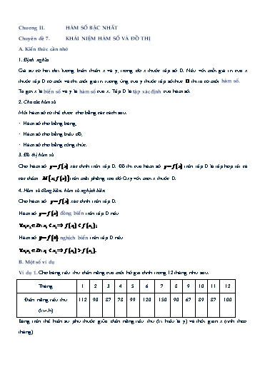 Chuyên đề Đại số – Chuyên đề 7: Khái niệm hàm số và đồ thị - Bồi dưỡng HSG và Ôn thi vào 10