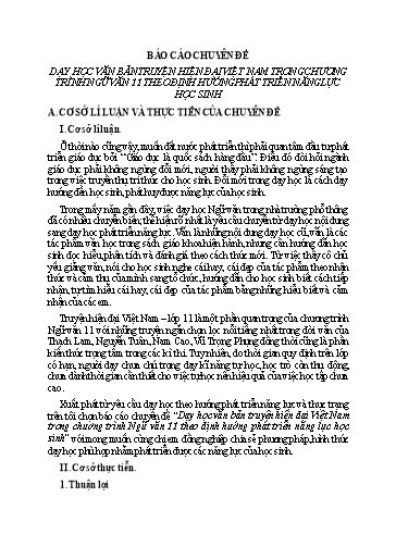 Chuyên đề Dạy học văn bản truyện hiện đại Việt Nam trong chương trình Ngữ văn 11 theo định hướng phát triển năng lực học sinh