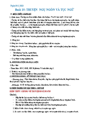 Chuyên đề dạy thêm Ngữ văn 7 (Kết nối tri thức) - Chủ đề: Truyện ngụ ngôn và tục ngữ