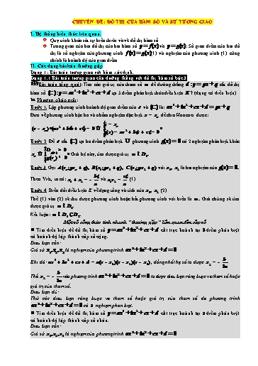 Chuyên đề Đồ thị và sự tương giao (Vận dụng) - Toán 12