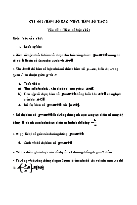Chuyên đề Hàm số bậc nhất, hàm số bậc hai - Bồi dưỡng HSG Toán 9