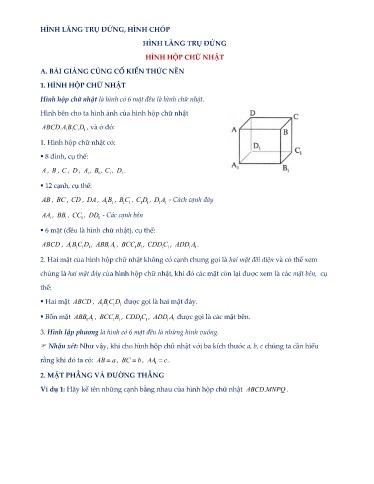 Chuyên đề Hình hộp chữ nhật Toán 8