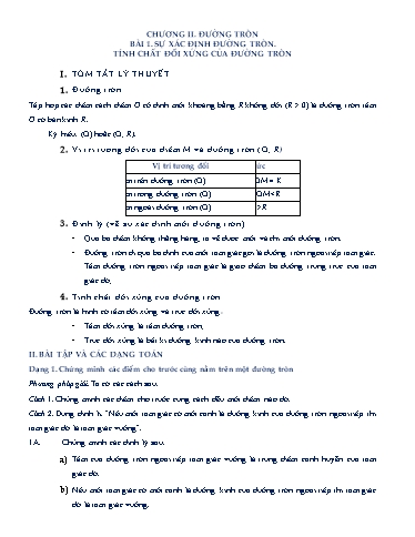 Chuyên đề học tập - Chương 2, Chủ đề 1: Sự xác định đường tròn - Hình học 9
