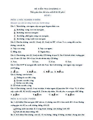Chuyên đề học tập - Chương 2, Chủ đề 10: Đề kiểm tra đánh giá và hướng dẫn chi tiết - Hình học 9