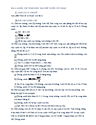 Chuyên đề học tập - Chương 2, Chủ đề 6: Luyện tập tính chất hai tiếp tuyến cắt nhau - Hình học 9
