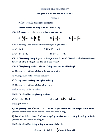 Chuyên đề học tập - Chương 4, Chủ đề 8: Kiểm tra khảo sát chất lượng ôn tập - Đại số 9