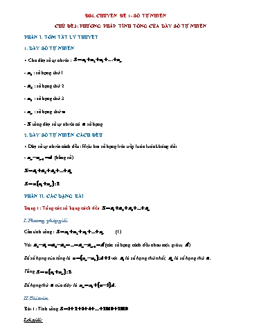 Chuyên đề HSG Toán đại 6 (Cánh diều) - Chuyên đề 1, Chủ đề 3: Phương pháp tính tổng của dãy số tự nhiên