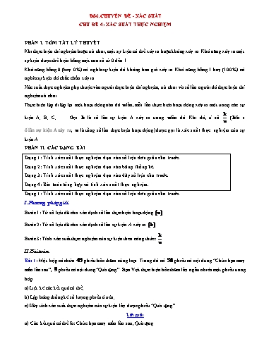 Chuyên đề HSG Toán đại 6 (Cánh diều) - Chuyên đề 11, Chủ đề 4: Xác suất thực nghiệm Chuyên đề HSG Toán đại 6 (Cánh diều) - Chuyên đề 11, Chủ đề 4: Xác suất thực nghiệm