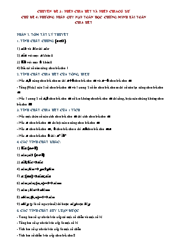 Chuyên đề HSG Toán đại 6 (Cánh diều) - Chuyên đề 3, Chủ đề 4: Phương pháp quy nạp toán học chứng minh bài toán chia hết Chuyên đề HSG Toán đại 6 (Cánh diều) - Chuyên đề 3, Chủ đề 4: Phương pháp quy nạp toán học chứng minh bài toán chia hết