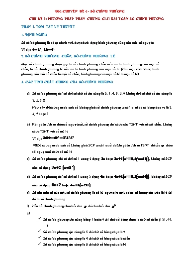 Chuyên đề HSG Toán đại 6 (Cánh diều) - Chuyên đề 6, Chủ đề 3: Phương pháp phản chứng giải bài toán số chính phương Chuyên đề HSG Toán đại 6 (Cánh diều) - Chuyên đề 6, Chủ đề 3: Phương pháp phản chứng giải bài toán số chính phương